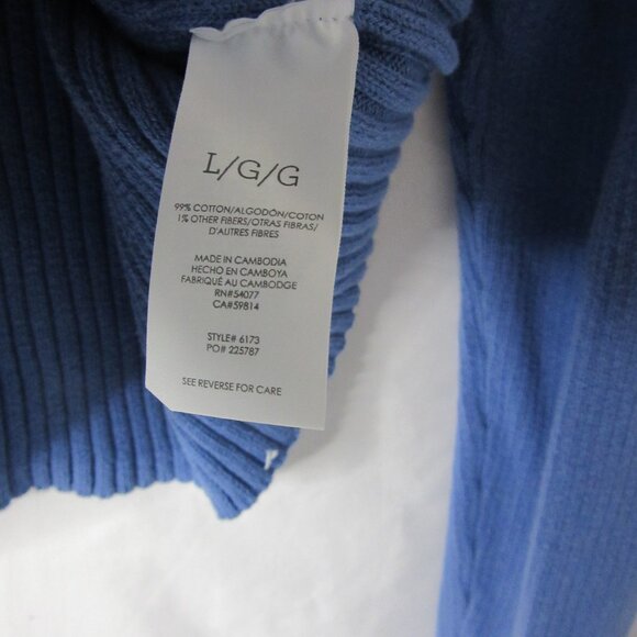 Cabi Slim Rib Cardigan Long Sleeve Blue Cropped #6173 Snap V Neck Size Large - Picture 5 of 9
